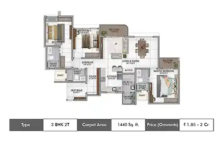 2 BHK Premium Floor Plan
